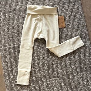 Cream Organic Toddler fold-Over Waist Leggings 18-24 months
